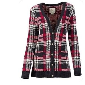 Bob Timberlake Vintage Women's Size Large Wool Blend Plaid Button Long Cardigan